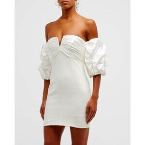 CINQ À SEPT 'Teo' Puff-Sleeve Off-Shoulder Mini Dress, Ivory